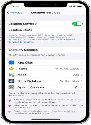 ukryj loation ios
