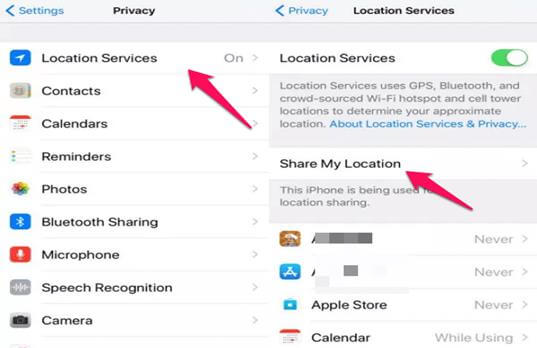 wyłącz udostępnianie mojej lokalizacji na ios