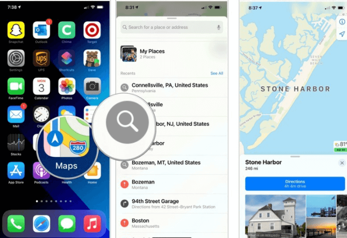 usuń ostatnią mapę iphone