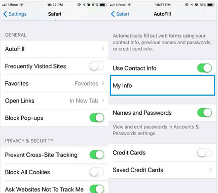zmień adres domowy w autouzupełnianiu iPhone'a