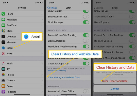 wyczyść pamięć podręczną safari na iPhone'a