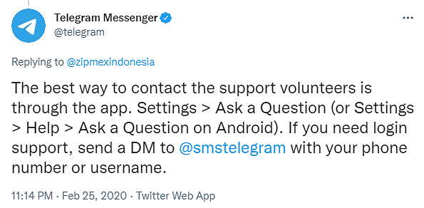 Skontaktuj się z Telegramem przez Twitter