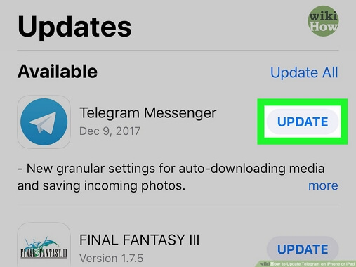 Zaktualizuj aplikację Telegram