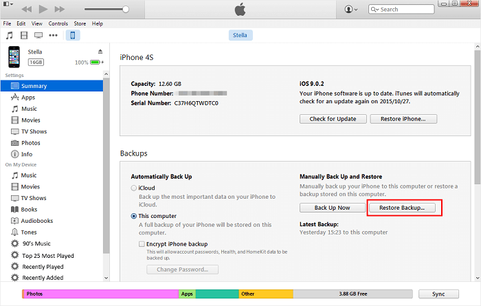Przywróć rolkę aparatu na iPhonie za pomocą iTunes