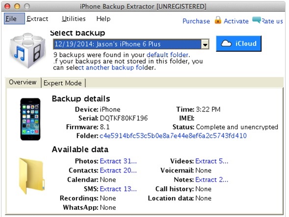 iPhone backup Extractor