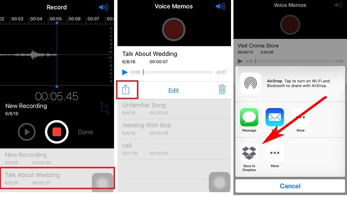 Pobierz notatki głosowe z iPhone'a za pomocą opcji Dropbox