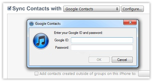 synchronizuj kontakty z Gmailem