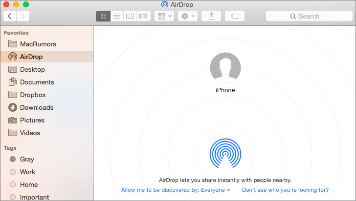 importuj kontakty z iPhone'a na Maca za pomocą Airdrop