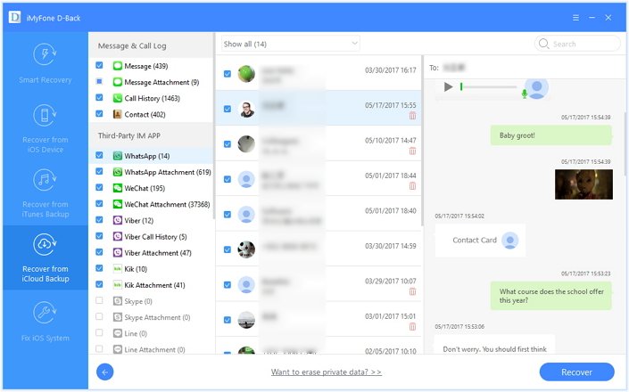 Podgląd usuniętych wiadomości WhatsApp z iCloud