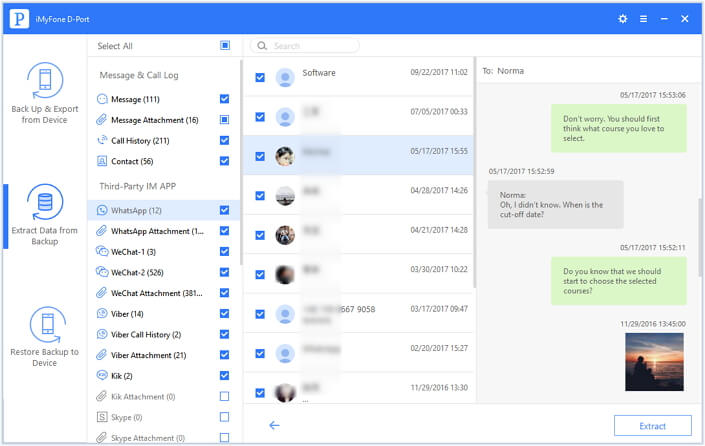 Podgląd wiadomości WhatsApp z iTunes