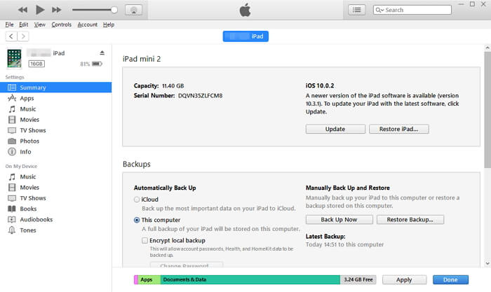 Kopia zapasowa iTunes Zdjęcia