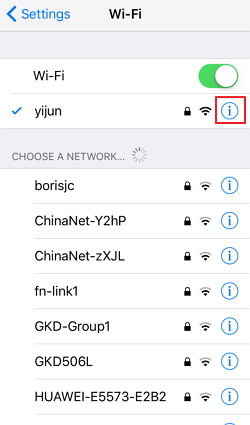 przejdź do ustawień Wi-Fi na iPhonie