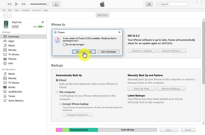 zaktualizuj iTunes do najnowszej wersji