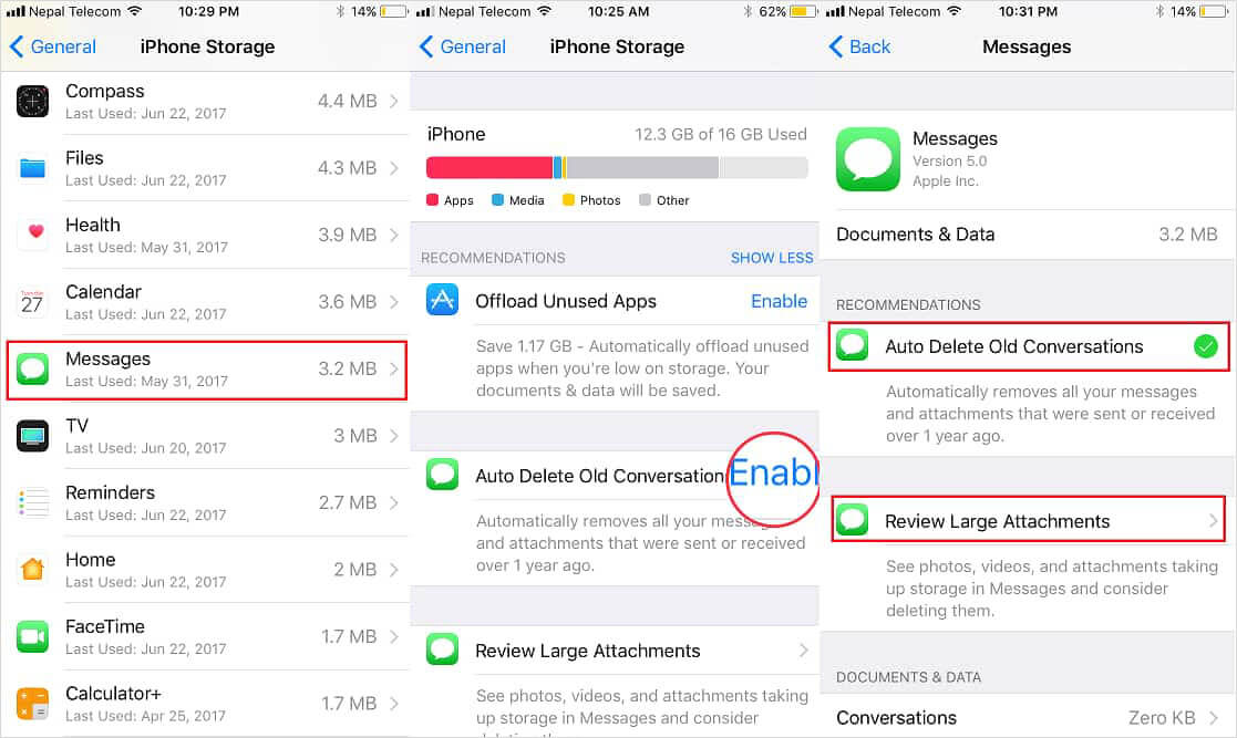 iOS 11 automatycznie usuwa stare rozmowy