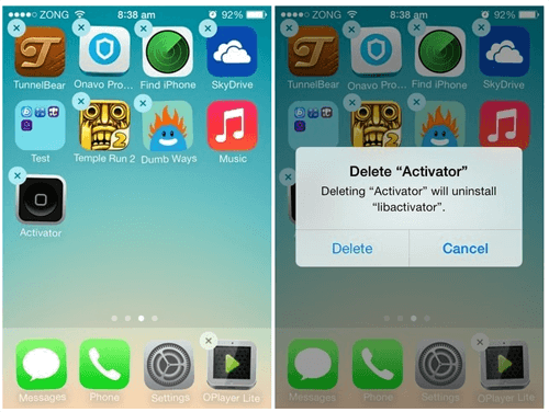 usuń aplikację w ios