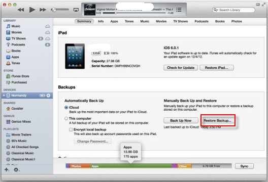 Przywróć iPada 2 z iTunes