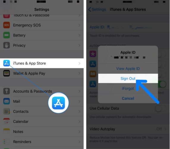 wyloguj się z Apple ID