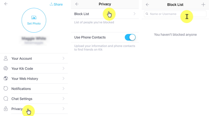 Jak blokować ludzi na Kik