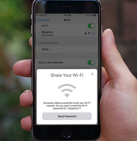 wyślij hasło do wifi