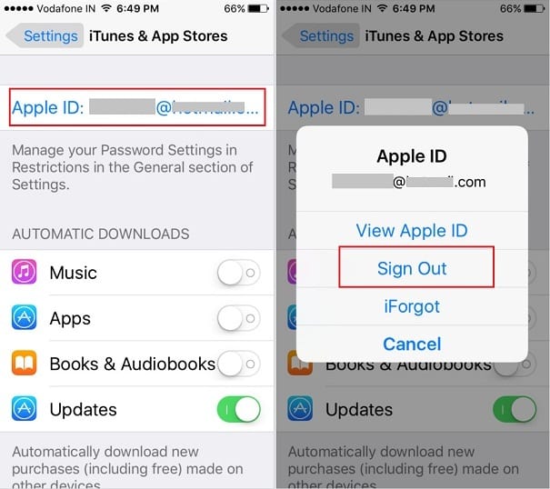 wyloguj się z Apple ID w sklepie z aplikacjami