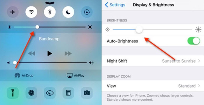 zmniejsz jasność iPhone'a