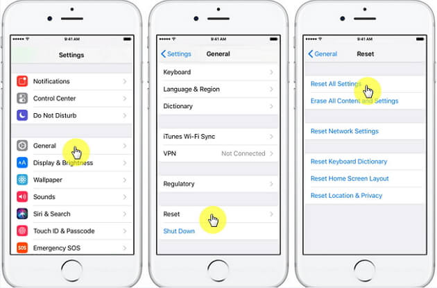 zresetuj wszystkie ustawienia na iPhonie