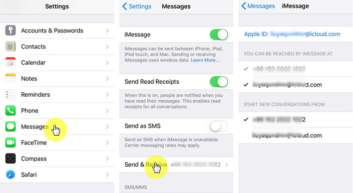 wysyłanie ustawień odbioru na iPhonie