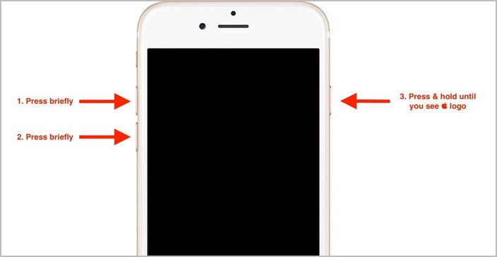 wymuś ponowne uruchomienie iPhone'a 8