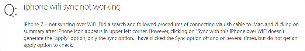 Synchronizacja Wi-Fi iTunes nie działa