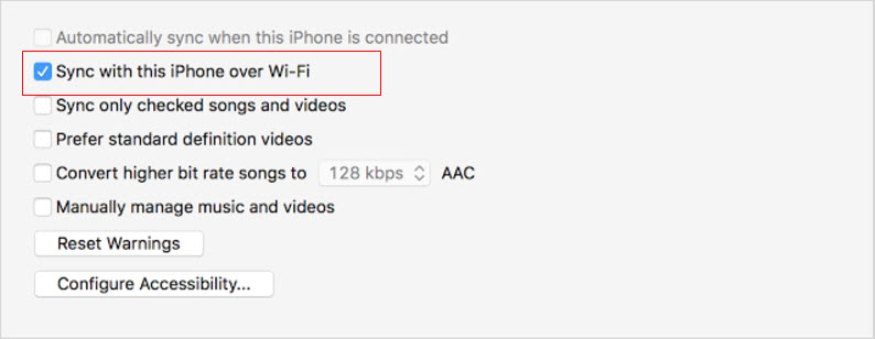 Synchronizuj z tym iPhonem przez wifi