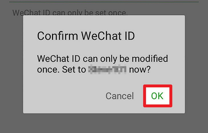potwierdź zmieniony identyfikator wechat