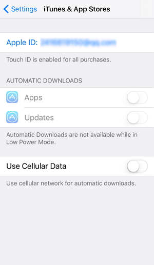 wyłącz automatyczne pobieranie i wyloguj się z Apple ID