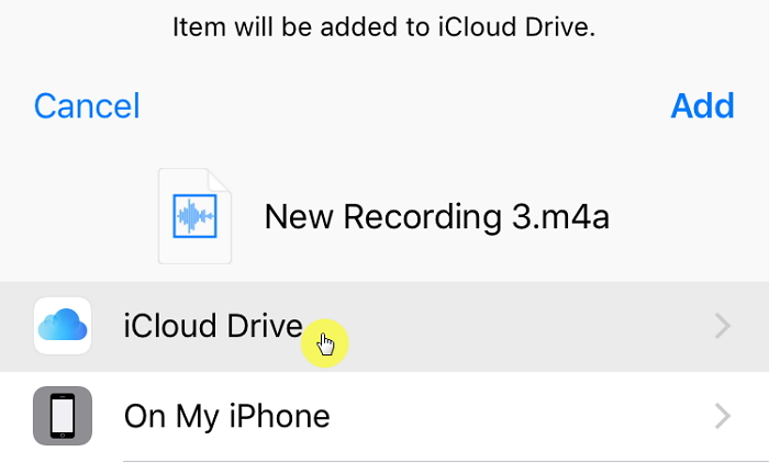 dodaj notatkę głosową do dysku icloud