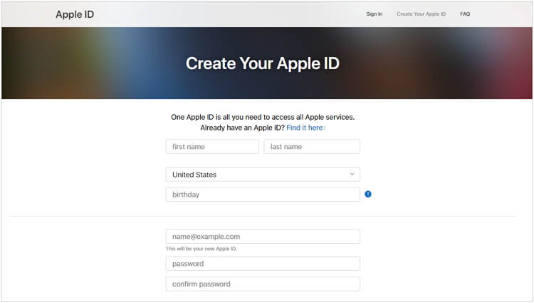 stworzyć Apple ID