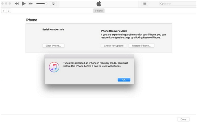 iTunes wykrył iPhone'a w trybie odzyskiwania