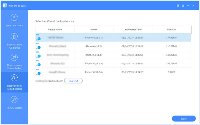 Wybierz iCloud Backup