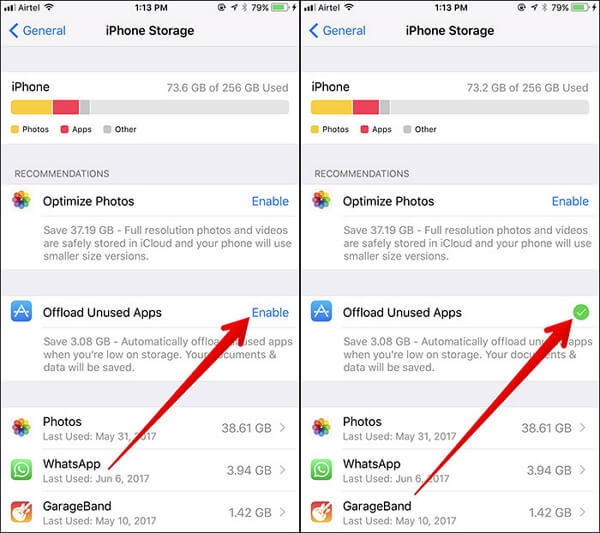 włącz odciążanie nieużywanych aplikacji w iOS 11