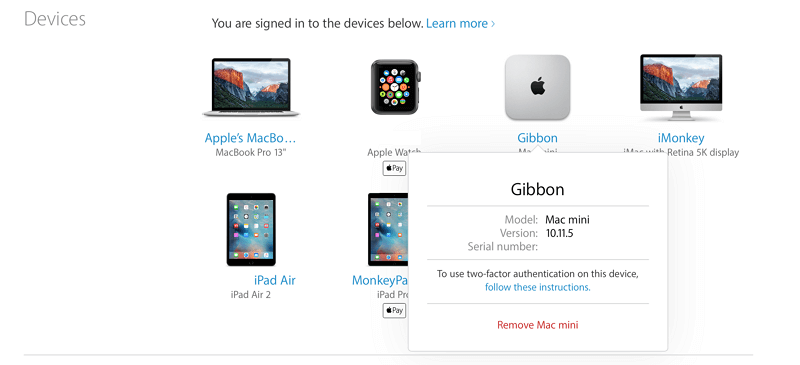 sprawdź listę urządzeń na icloud