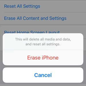 wymazać zawartość i ustawienia iPhone'a