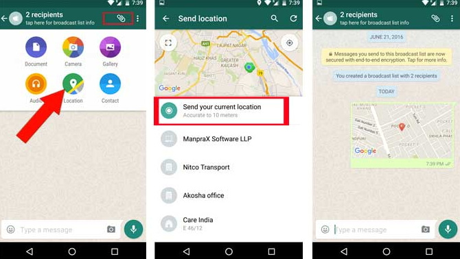 udostępnianie lokalizacji WhatsApp