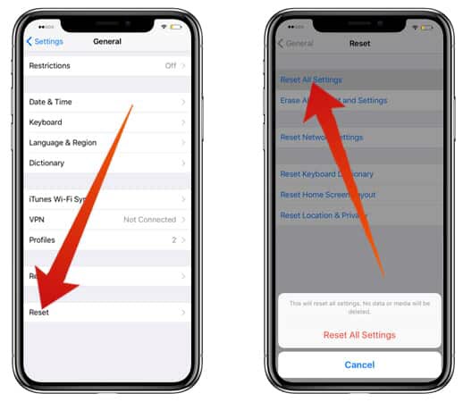 zresetuj ustawienia-iphone-x