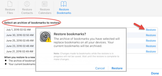 przywróć zakładkę iphone