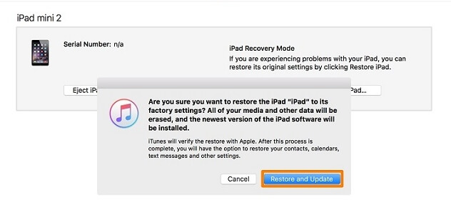 iTunes przywraca iPada w trybie dfu