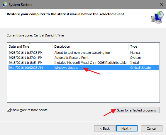 Przywróć system Windows do poprzedniej daty