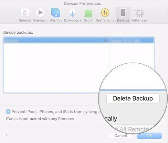 usuń stare Mac kopii zapasowej iTunes