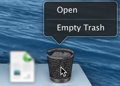 pusty kosz na śmieci na komputerze Mac