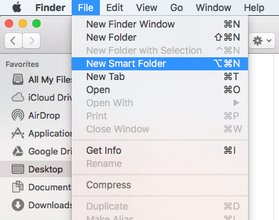 nowy inteligentny folder Mac