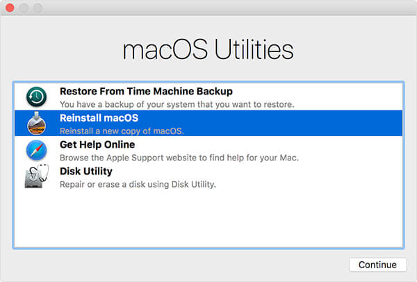 zainstaluj ponownie macos