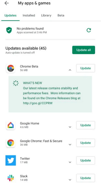 zaktualizuj dysk google