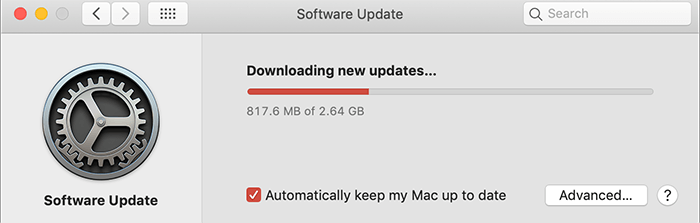 Mac utknął podczas pobierania Macos Catalina